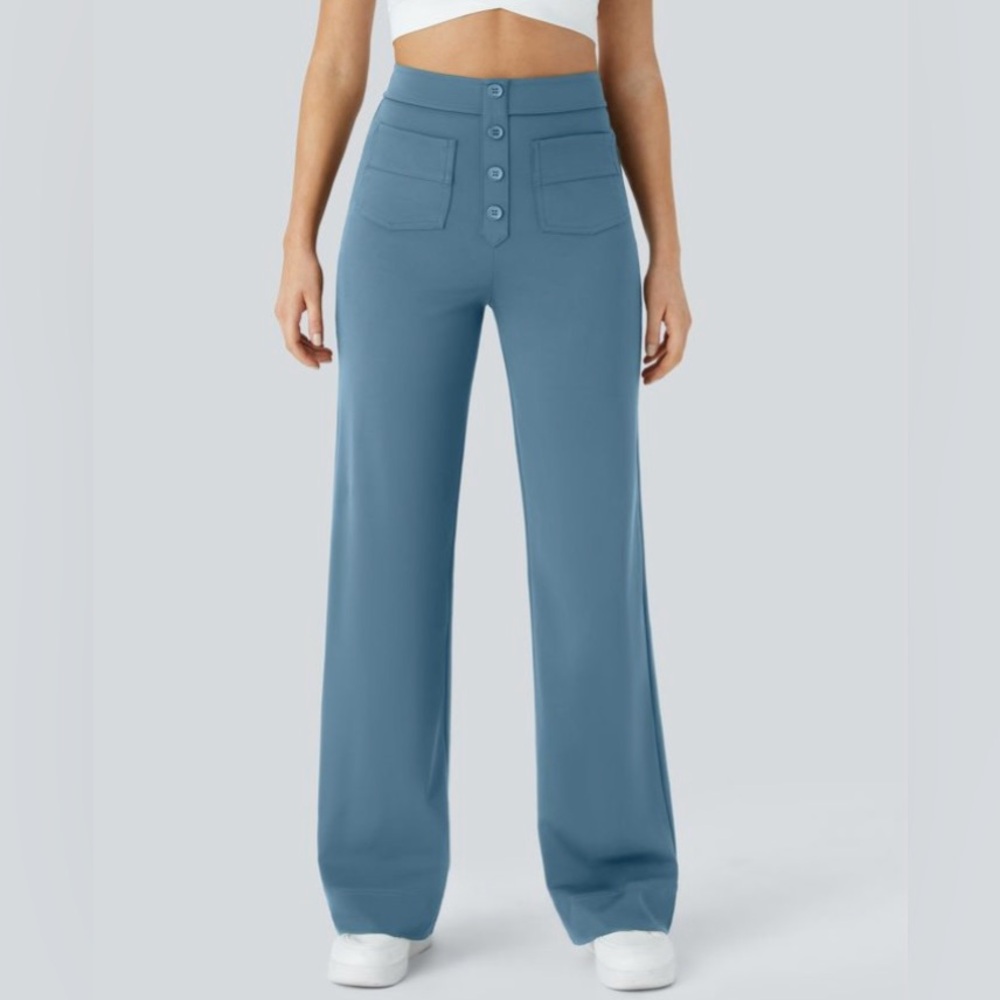 NWT Halara High Waisted Button Pockets Straight Leg Casual Pants